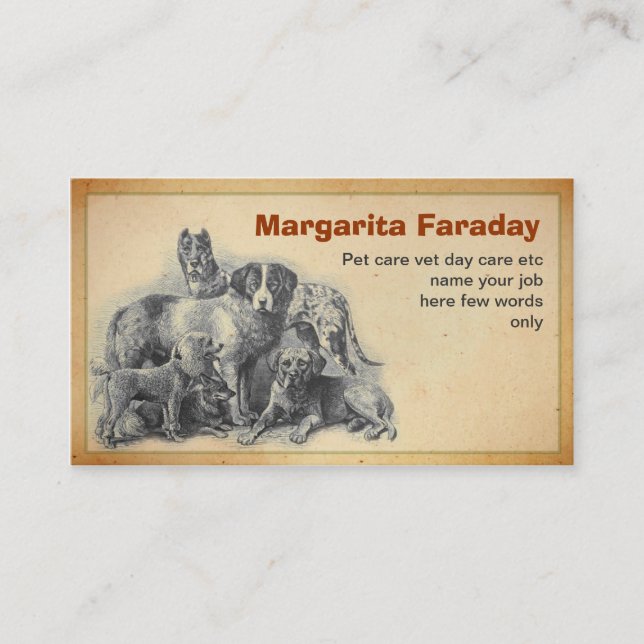 tarjeta de visita de los perros de mascotas (Anverso)