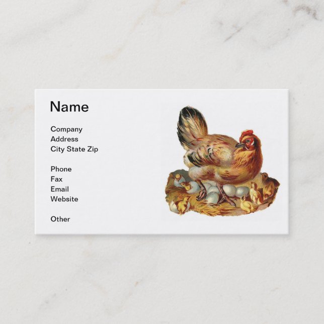 Tarjeta de visita de los polluelos y de los huevos (Anverso)