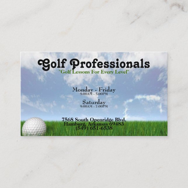 Tarjeta de visita de los profesionales del golf (Anverso)