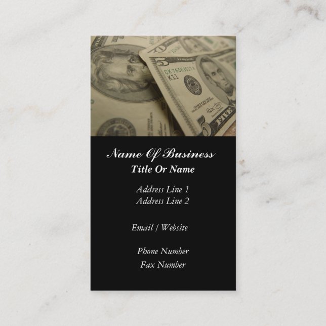 Tarjeta de visita de los servicios financieros (Anverso)