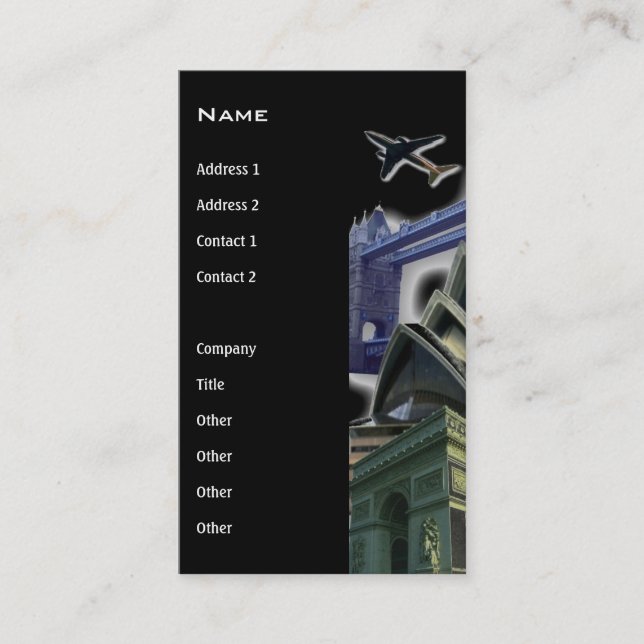 Tarjeta de visita de los viajes (Anverso)