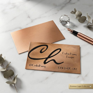 Tarjeta de visita de lujo de metal de cobre elegan