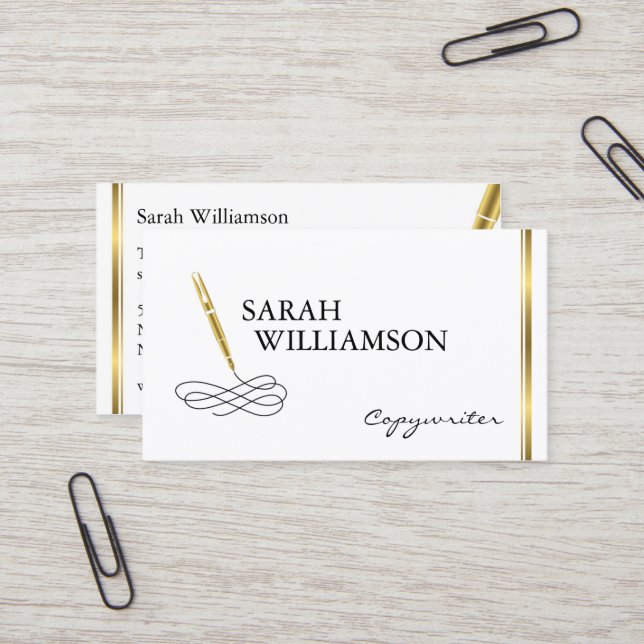 Tarjeta de visita de lujo del Copywriter (Anverso/Reverso In Situ)