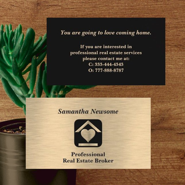 Tarjeta de visita de lujo Gold & Black Real Estate (Subido por el creador)