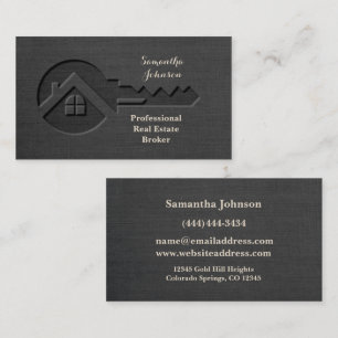 Tarjeta de visita de Lujo Key Slate Gray Real Esta