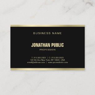 Tarjeta De Visita De lujo llano profesional del oro negro elegante