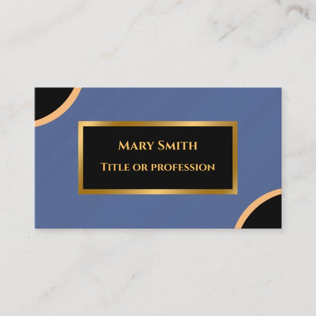 Tarjeta de visita de lujo moderna Gold Blue Marble (Anverso)