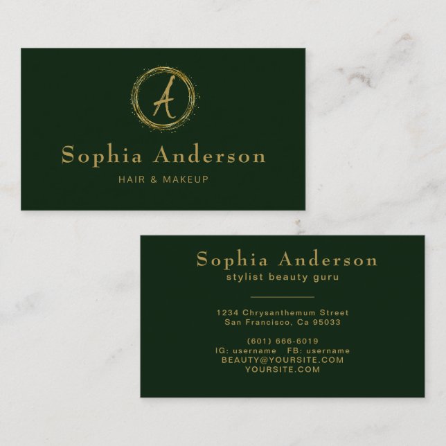 Tarjeta de visita de lujo moderna Golden & Black (Anverso / Reverso)