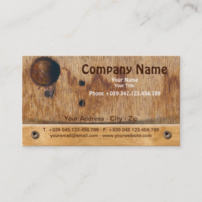 Tarjeta de visita de madera (Anverso)