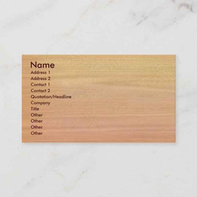 Tarjeta de visita de madera del arce llano (Anverso)
