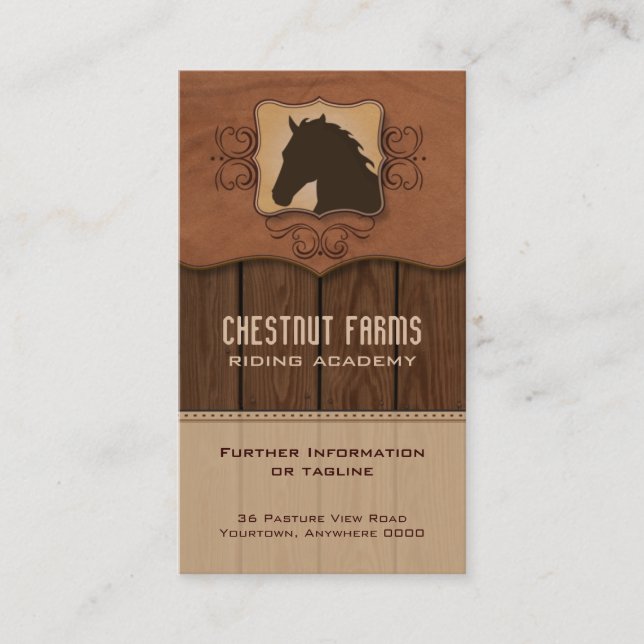 Tarjeta de visita de madera del caballo del (Anverso)