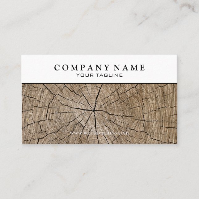 Tarjeta de visita de madera del tocón (Anverso)