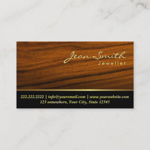 Tarjeta de visita de madera elegante de la joyería