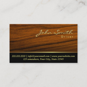 Tarjeta de visita de madera elegante del conductor