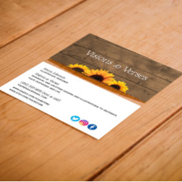 Tarjeta de visita de Maker's Rustic Wood & Sunflow