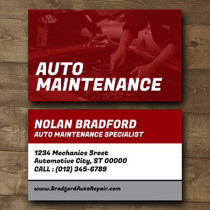 Tarjeta de visita de mantenimiento de automóviles