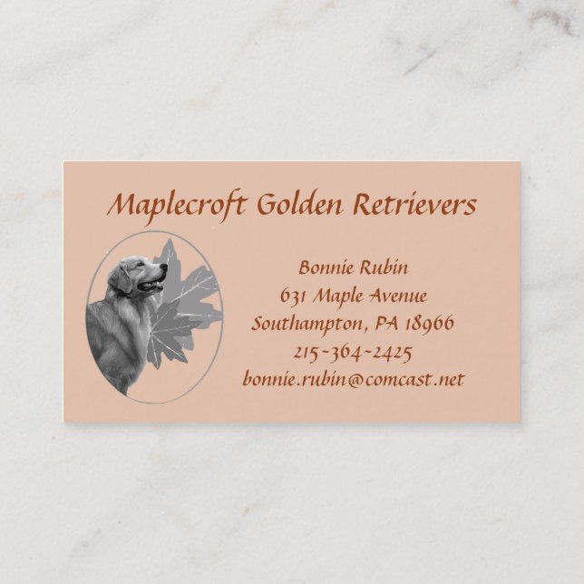 Tarjeta de visita de Maplecroft del golden (Reverso)