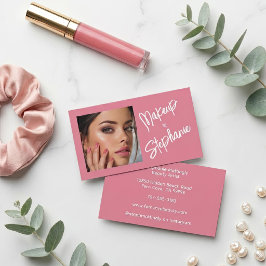 Tarjeta de visita de maquillaje con guión blanco r