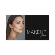 Tarjeta de visita de maquillaje de foto en blanco