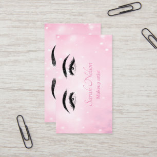 Tarjeta de visita de maquillaje rosa y dulce de lu