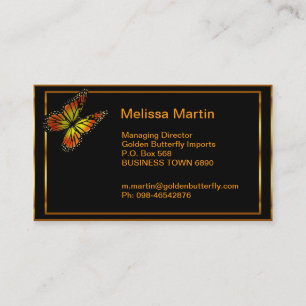 Tarjeta de visita de mariposa dorada