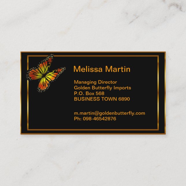 Tarjeta de visita de mariposa dorada (Anverso)