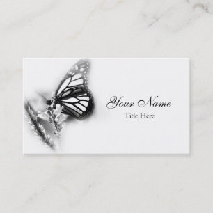 Tarjeta de visita de mariposa monarca en blanco y 