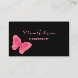 Tarjeta de visita de mariposa rosa