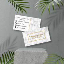 Tarjeta de visita de mármol blanco