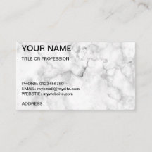 Tarjeta de visita de mármol blanco de Personalizab