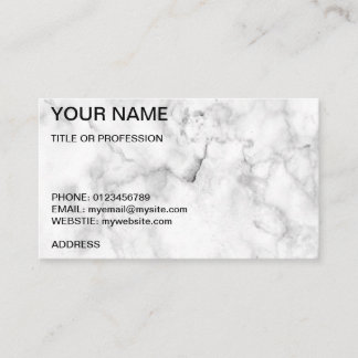 Tarjeta de visita de mármol blanco de Personalizab