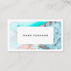 Tarjeta de visita de mármol de la acuarela del oro
