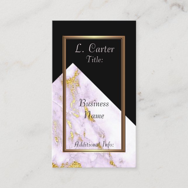 Tarjeta de visita de mármol elegante del blanco y (Anverso)