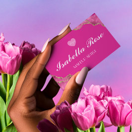 Tarjeta de visita de mármol rosa caliente de lujo