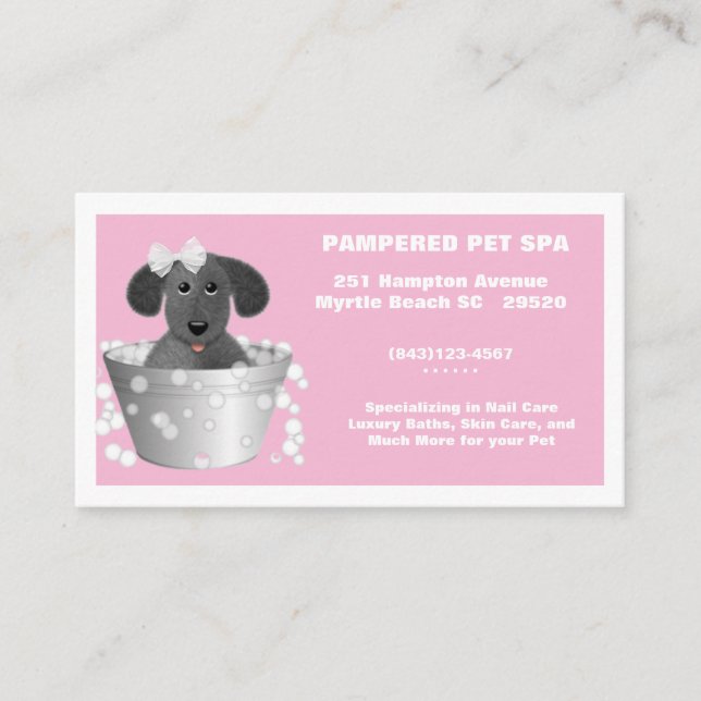 Tarjeta de visita de Mascota Groomer Cute Bathtub (Anverso)