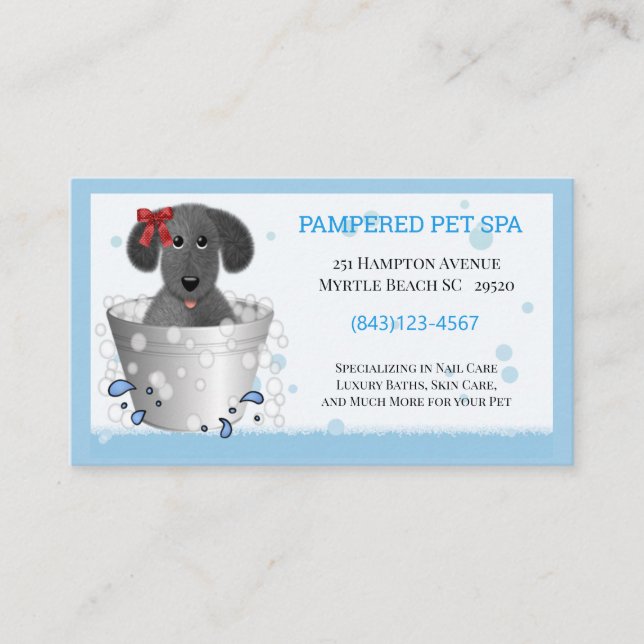 Tarjeta de visita de Mascota Groomer Cute Bathtub (Anverso)