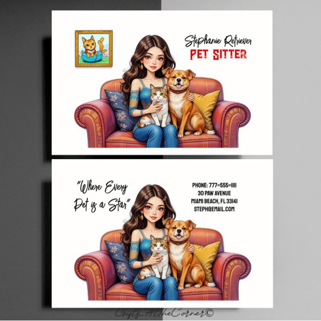 Tarjeta de visita de mascota Sitter Dog Walker (Subido por el creador)