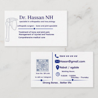 Tarjeta de visita de médico ortopédico moderno