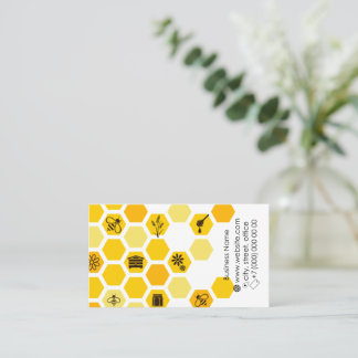 Tarjeta de visita de miel, abejas y panales