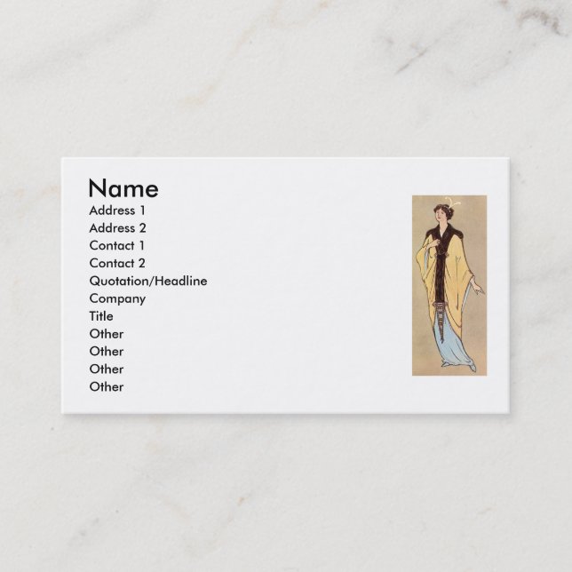 Tarjeta de visita de moda (Anverso)