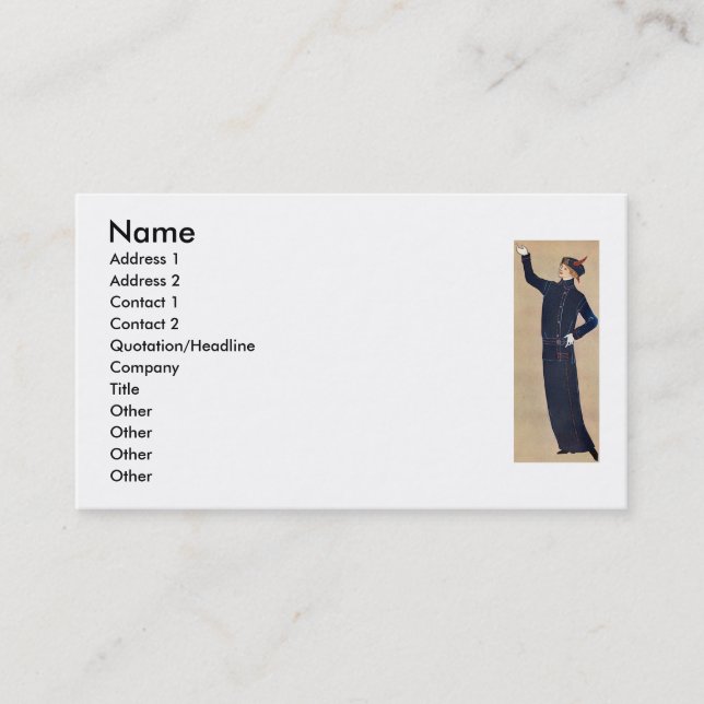 Tarjeta de visita de moda (Anverso)