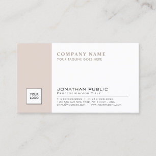 Tarjeta De Visita De moda blanco beige llano de Chic Logo Plain