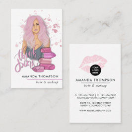 Tarjeta de visita de moda de belleza rosa chic