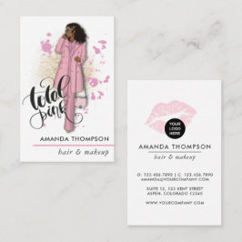 Tarjeta de visita de moda de belleza rosa chic