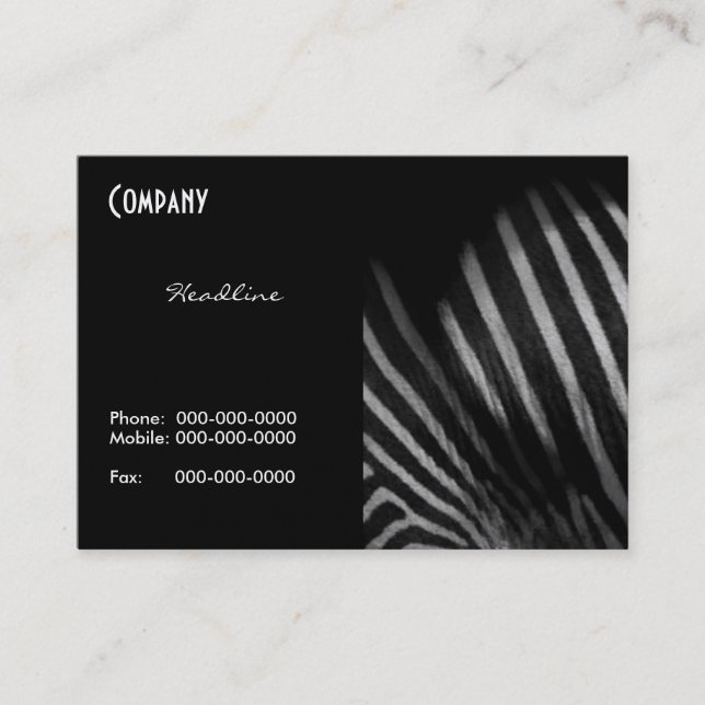 Tarjeta de visita de moda de cebra (Anverso)
