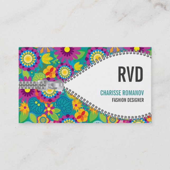 Tarjeta de visita de moda de la cremallera del (Anverso)