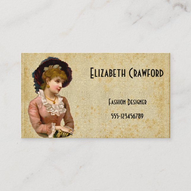 Tarjeta de visita de moda de las señoras del (Anverso)