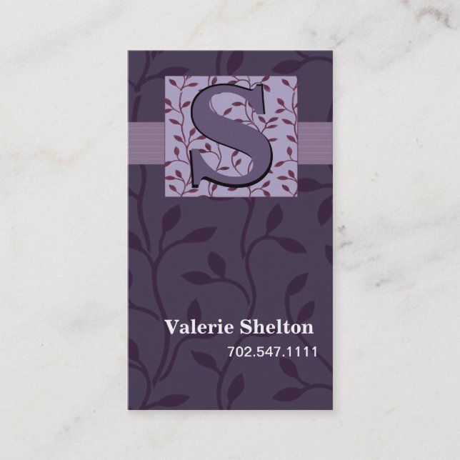 Tarjeta de visita de moda de las vides del brote (Anverso)