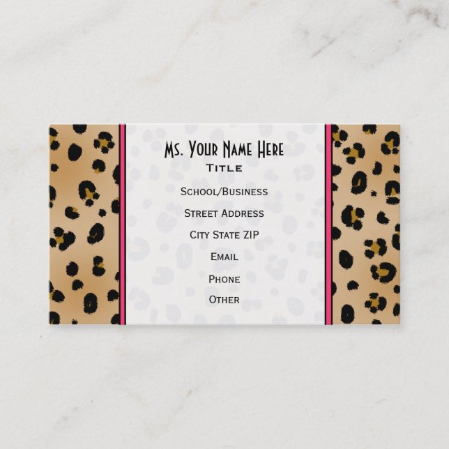 Tarjeta de visita de moda del estampado leopardo (Anverso)
