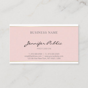 Tarjeta De Visita De moda elegante del llano rosado del oro de